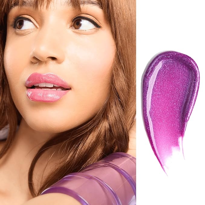 Gerard Cosmetics Emily D Baker X Lighted Lip Gloss (Hearsay) Sheer Purple Lip Gloss with Iridescent Pearl Finish Includes Light &amp Mirror Cruelty Free Made in the USA
