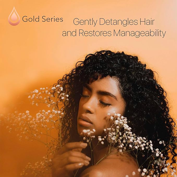 Gold Series Leave-In Hair Mask ? Argan Oil Hair Mask Enriched with Keratin ? Nourishing and Gently Detangling Leave In Conditioner Spray For Curly Frizzy or Damaged Hair 8.4 Fl.oz