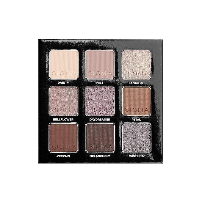Sigma Beauty On-the-Go Eyeshadow Palette - Hazy - 9 Bold Eyeshadow Shades in Matte Shimmer and metallic Finishes - Highly Pigmented Vegan Eye Makeup Palette - Clean Beauty Products