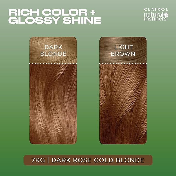 Clairol Natural Instincts Demi-Permanent Hair Dye 7RG Dark Rose Gold Blonde Hair Color Pack of 3
