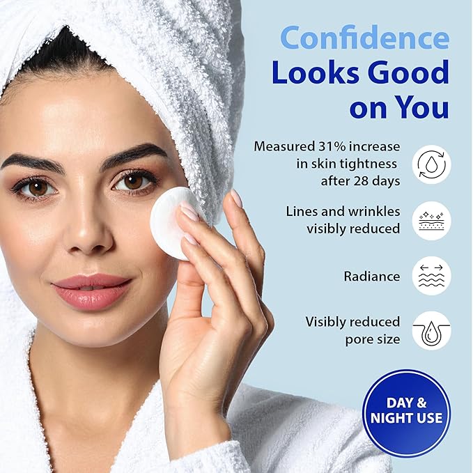 Dr. Denese SkinScience Advanced Firming Facial Pads 100 Count ? Professional Exfoliator with Glycolic Acid Peptides and Aloe for Smooth Radiant Skin Refined Pores ? Dermatologist Tested Cruelty Free