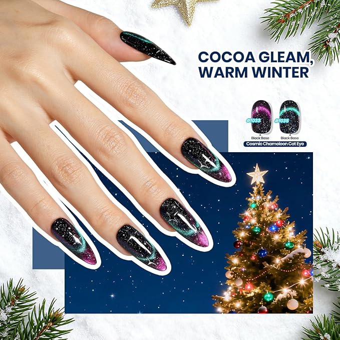 Beetles Cat Eye Gel Nail Polish Set - 36 Colors Gift Spree Red Purple Brown Green Burgundy Magnetic Christmas Gel Polish Kit Base Glossy Matte Top Coat Soak off UV DIY Salon Nail Art Gift for Women
