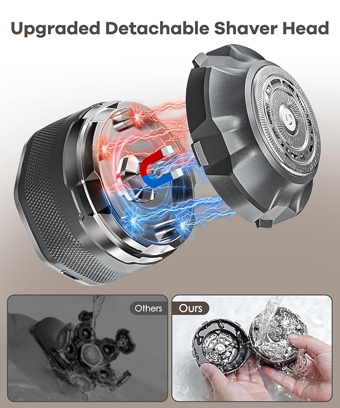 Ultimate Bald Head Shaver: Magnetic Precision 10000 RPM Power IPX8 Waterproof LED Display &amp Travel Kit