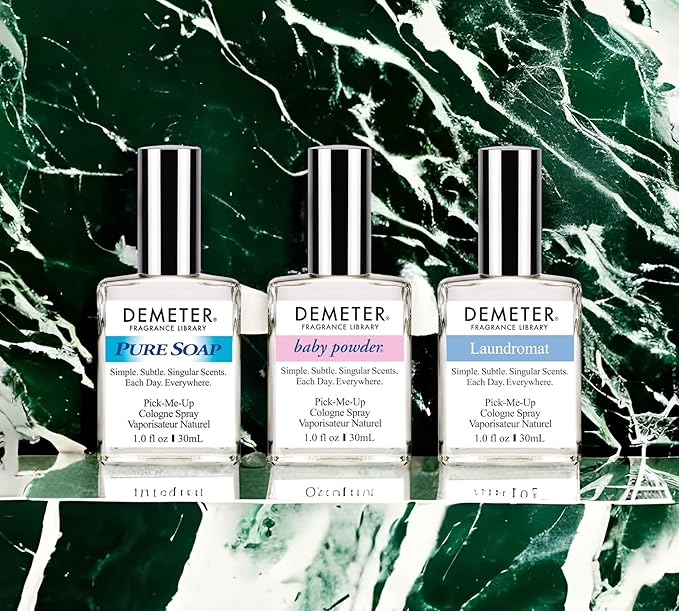 DEMETER Fresh And Clean Collection Set of 3 Unique Perfumes For Women Baby Powder Pure Soap Laundromat 1 Oz Each