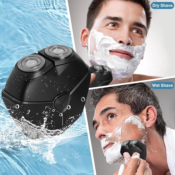 Mini Electric Razor for Men Portable Wet and Dry Shaving Cordless Rechargeable Head Hair Shaver IPX6 Waterproof Floating Shaving Shavers Head with Travel Case