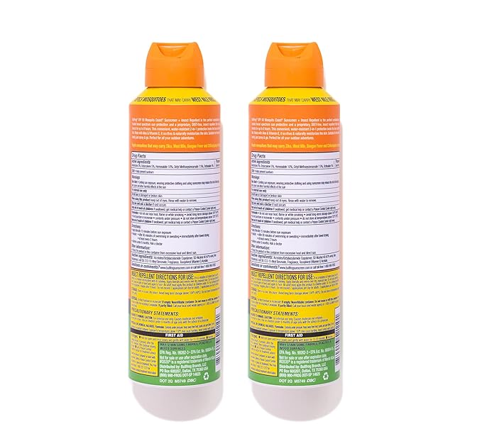 Bullfrog Mosquito Coast Sunscreen SPF50 + Insect Repellant 5.5oz Continuous Spray 2pk
