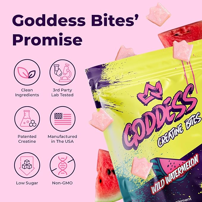 Primal Queen Goddess Creatine Gummies ? Low-Sugar Chewable Creatine for Women | Booty and Muscle Builder Faster Recovery Strength | High-Potency Wild Watermelon Flavor ? 150 Bites (5g per Serving)