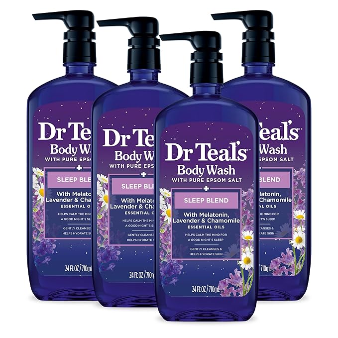 Dr Teal's Body Wash with Pure Epsom Salt Sleep Blend with Melatonin 24 fl oz (Pack of 4)