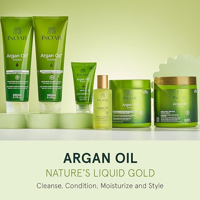 Inoar Argan Oil Hydrating Treatment Oil with Smoothing &amp Thermal Protection for Hair Vegan &amp Cruelty-Free 2 Fl Oz