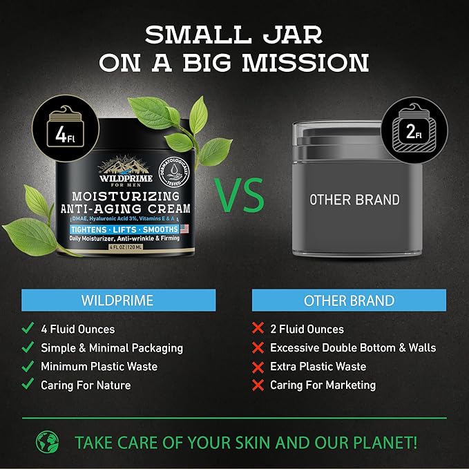 Men's Face Moisturizer Cream - Anti Aging &amp Wrinkle - Made in USA - Collagen Hyaluronic Acid Vitamins E &amp A Avocado Oil - After Shave Lotion - Age Facial Skin Care Day &amp Night Moisturi