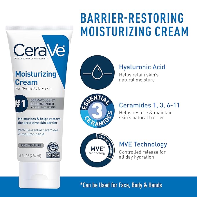 CeraVe Hydrating Skin Care Set 8oz Moisturizing Cream &amp 8oz Hydrating Facial Cleanser Ceramides + Hyaluronic Acid Moisturizer and Face Wash Accepted by National Eczema Association