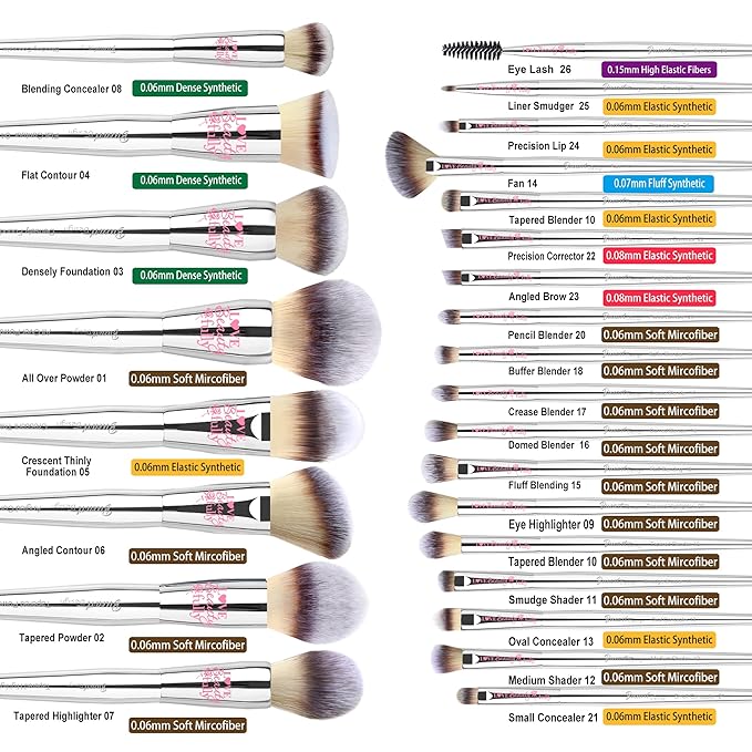 Bueart Design Christmas Gift 26Pcs Pro Makeup Brushes Set with Ultra Soft Dense HairPremium Quality Professional Make up Brushes For FoundationContourBlushPowder Makeup