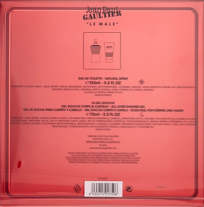 Jean Paul Gaultier Le Male 2 Pc. Gift Set for Men | Edt 4.2 Oz + All Over S/g 2.5 Oz for Men By 4.2 Fl Oz