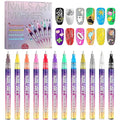Kalolary 12 Color Nail Art Pens Set Nail Art Markers Polish Pens Nail Point Graffiti Dotting Pen Drawing Painting Liner Brush for DIY Nail Art Beauty Adorn Manicure Tools
