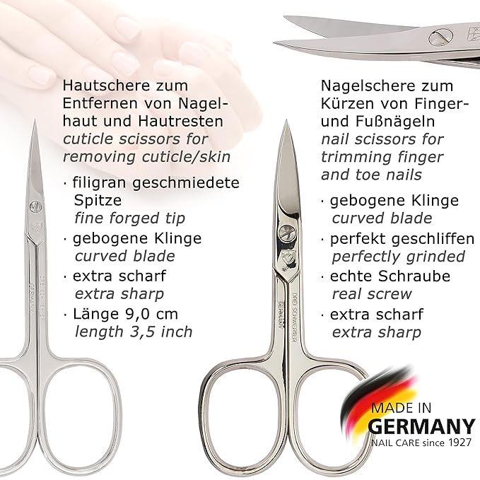 3 Swords Germany - brand quality 6 piece manicure pedicure kit set for professional finger &amp toe nail care with synthetic leather case - Made in Germany - black