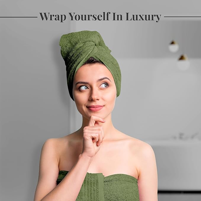 Tens Towels Pack of 4 Extra Large Bath Towels 30 x 60 Inches 100% Cotton Larger &amp Lighter Weight Quicker to Dry Super Soft and Absorbent Perfect for Bathroom Green
