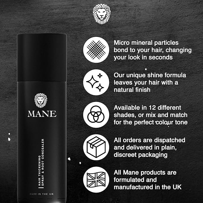 Mane Hair Thickening Spray &amp Root Touch Up Instantly Thicker Hair for Men &amp Women Fill in Hairlines and Hide Thinning and Fine Patches - Ash Blond 12 Colors (6.76 oz)