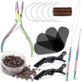 NEWISHTOOL Hair Extension Tool Kit - Silicone Micro Beads Stainless Steel Beads Plier Metal Bead Threader and Needle Pulling Hook for Beading Hair Extensions Girls Cosplay Party Hair Styling Tool