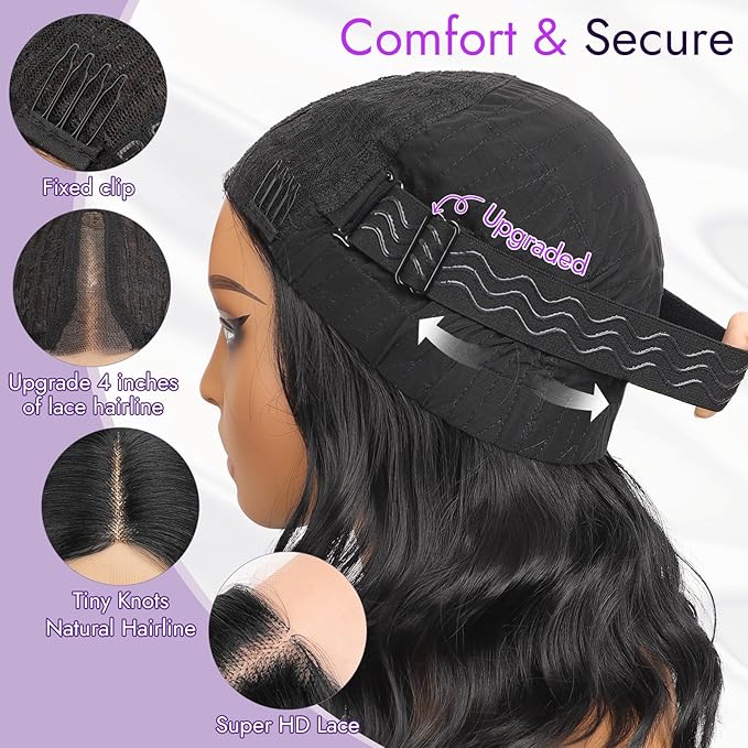 Ombre Blonde Short Wavy Wig for Women Lace Hairline Bob Style Synthetic Heat Resistant - Natural Appearance for Everyday Hairstyle Use 18 Inch