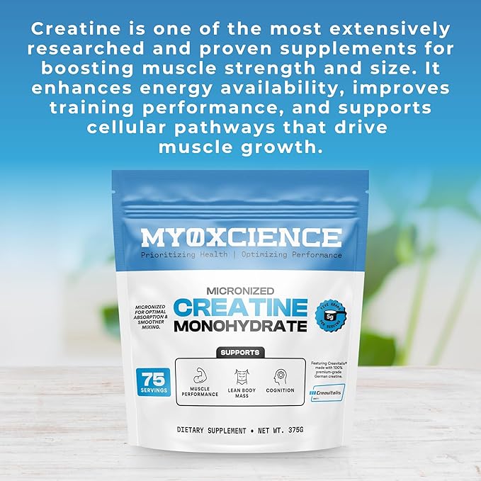 MYOXCIENCE Micronized Creavitalis Creatine | The World?™s Purest Micronized Form of Creatine Monohydrate | Supports Muscle Performance Lean Body Mass &amp Cognition | 75 Servings