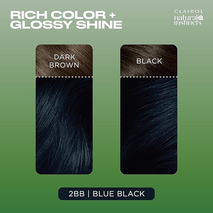 Clairol Natural Instincts Demi-Permanent Hair Dye 2BB Blue Black Hair Color Pack of 3
