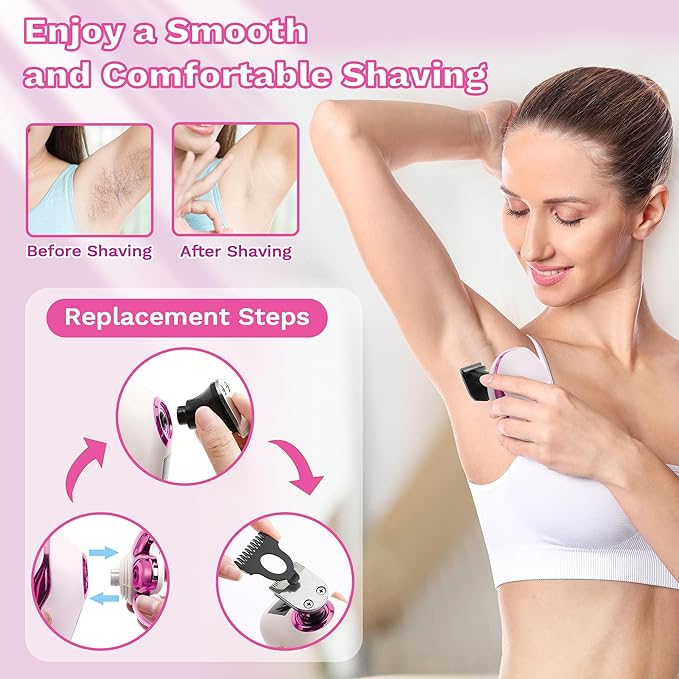 Electric Razors for Women 7D Electric Shaver for Women 5 in 1 Lady Shavers Wet/Dry Bikini Trimmer Painless Face Razor for Arms Legs Armpit Pubic Area