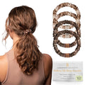 Authentic Mulberry Silk Skinny Hair Match Scrunchies for Women Anti Breakage Hair Ties for Curly Thick &amp Thin Hair 100% Silk for Buns Sleep &amp Ponytail Honey/Deep Bronde (4 Pack)