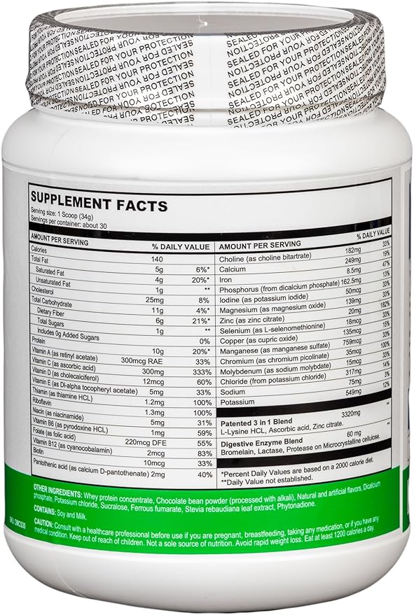 Enable Weight Loss Shake - Rich Chocolate Flavor for Delicious &amp Nutritious Meal Replacement 2lb 11oz