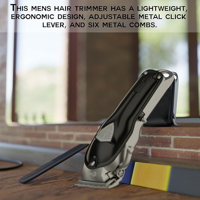 .44 Magnum FMJ Cordless Clipper Kit - Professional Clippers for Hair Beard and Mustache - Rechargeable Grooming Electric Razor for Men - With Grips Oil Cleaning Brush &amp Comb Guards