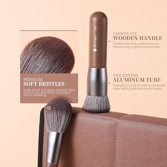 DUcare Professional Makeup Brush Set 22Pcs with Travel Case Synthetic Kabuki Foundation Brush Face Powder Brush Blush Brush Concealer Brush Eyeshadow Brushes
