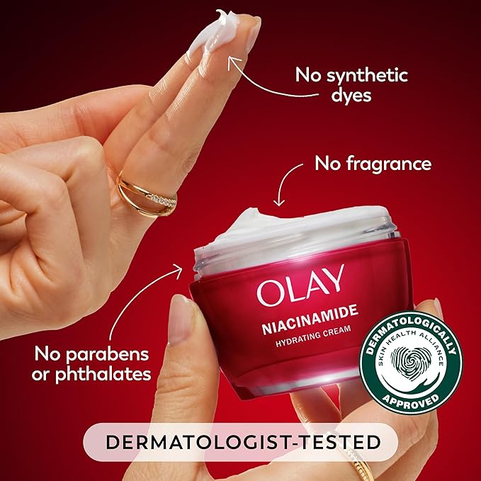 Olay Niacinamide Face Moisturizer Firming Cream for Women Non-Greasy - Anti-Wrinkle Anti-Aging Hydrating Renewing Stronger Skin Barrier Smooths - Peptides 1.7 Oz