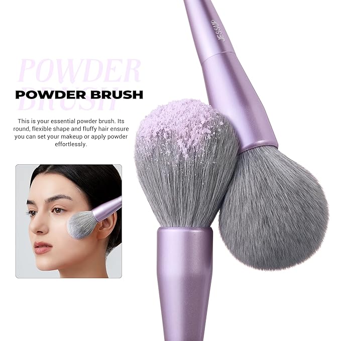 Jessup Makeup Brushes Face 5pcs Premium Synthetic Make Up Brushes Set for Foundation Contour Blush Highlighter and Powder Luxury Purple T514