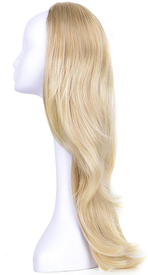 Onedor 22 Semi Curly Hair Women Ladies 3/4 Half Wig Premium Japanese Synthetic fibers Wigs with Secured Mesh Head Cap (R21T)