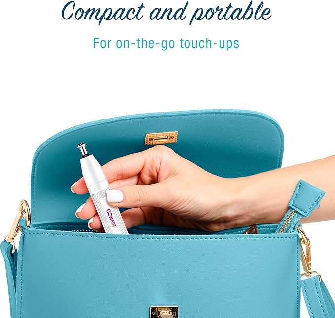 Conair Ear and Nose Hair Trimmer for Women Cordless Battery-Powered Patent 360 Bevel Blade for No Pull No Snag Trimming Experience True Glow by Conair