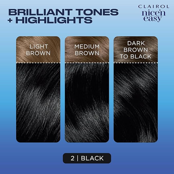 Clairol Nice'n Easy Permanent Hair Dye 2 Black Hair Color Pack of 3