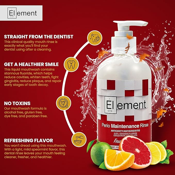 Stannous Fluoride Mouthwash - 10 Fl. Oz. 0.63% Antimicrobial Perio Rinse - Alcohol Free Dye Free Paraben Free - Refreshing Flavor (Fruit Punch)