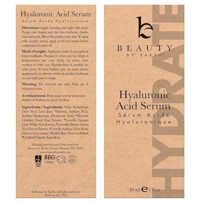 Hyaluronic Acid Serum for Face - USA Made with Natural &amp Organic Ingredients Hydrating Anti Aging Face Serum Softens and Smoothes Dry &amp Sensitive Skin Fragrance Free Day &amp Night Facial