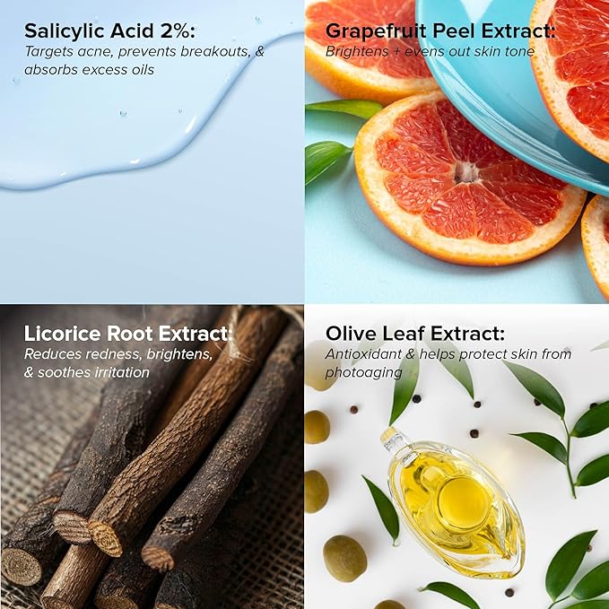DRMTLGY Acne Cleanser - Oil-Free Salicylic Acid Cleanser &amp Face Wash for Acne Prone Skin