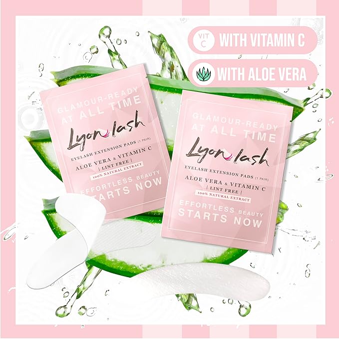 100 Pairs Eyelash Extension Under Eye Gel Pads by Lyon Lash - Lint Free with Aloe Vera Hydrogel Eye Patches Premium Eyelash Extension Supplies &amp Beauty Tools Fit Most Eye Shape Stick Well