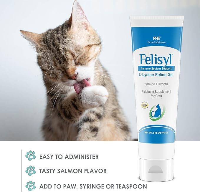 L-Lysine Gel for Cats - Immune System Support - Supplement Support for Healthy Tissue Respiratory and Vision - Salmon-Flavored - Made in The USA - 5 oz (2 Pack Gel (5 oz.))