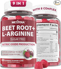 Beet Root Gummies &amp L-Arginine Nitric Oxide Supplements for Men &amp Women w/Organic Beets B1 B2 B3 B5 B6 Folate B12 for Energy Boost &amp Circulation Support Sugar Free 120 Cts