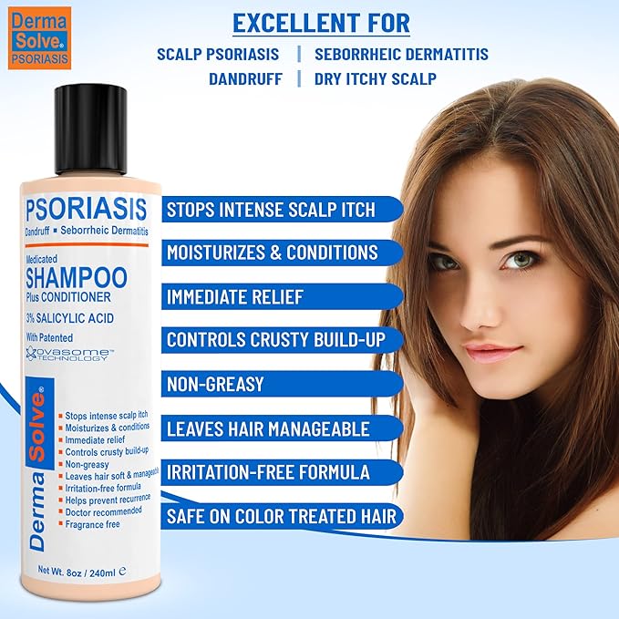DermaSolve Scalp Psoriasis &amp Dandruff free Medicated Shampoo with Conditioner Ultimate Seborrheic Dermatitis Treatment for Itchy Flakey Scalp Soothing &amp Moisturizing Relief