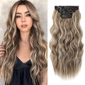 REECHO Hair Extensions 4PCS Clip in Hair Extensions HE001 Natural Soft Synthetic Hairpieces for Women (20 Inch-200 Gram (Pack of 4) Ash Brown with Platium Highlights)