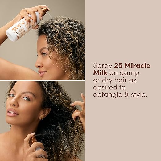 Mizani 25 Benefit Miracle Milk Leave in Conditioner - Heat Protectant &amp Detangler Spray With Coconut Oil For Frizzy &amp Curly Hair