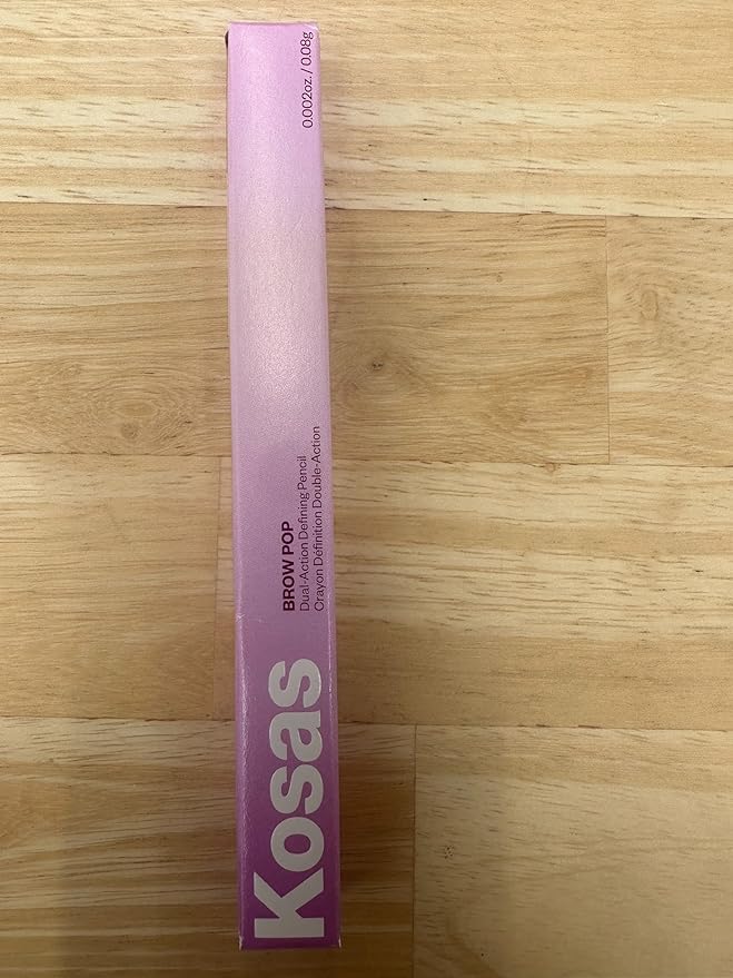 Kosas Brow Pop - Longwear Eyebrow Makeup Dual-Sided Defining Pencil with Castor Oil for Soft Natural Look of Real Hair - Medium Chocolate Brown