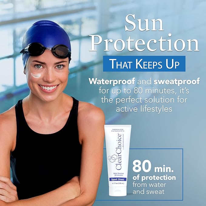 Clear Choice Sunscreen for Face SPF 45 Oil Free Sunblock &amp Light Moisturizer with Zinc Oxide Reef-Safe Broad Spectrum Water-Resistant No White Cast Light Moisturizer 4oz