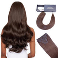 8PCS 120G Chocolate Brown Clip in Natural Soft Hair Extensions Real Human Hair(18 Inch #4)