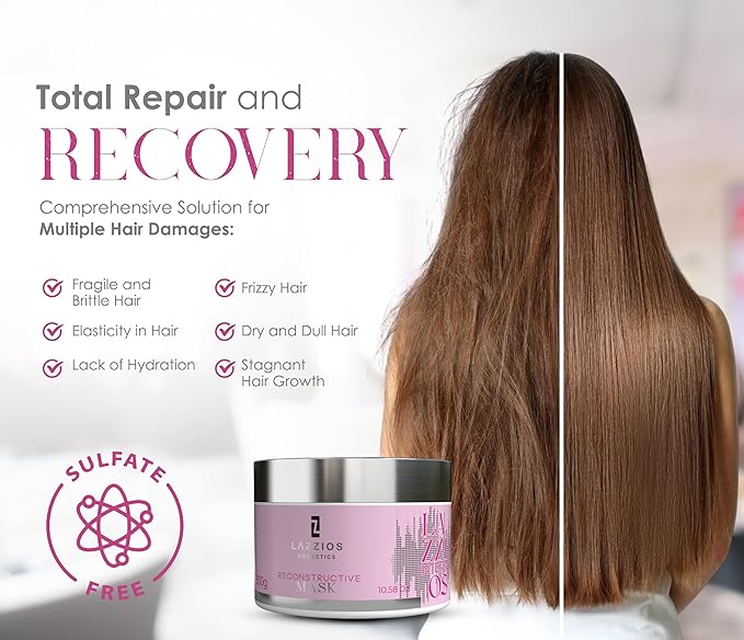 Lazzios Intense Hair Mask ? Deep Conditioning Treatment with Nano-Repair Technology Hydrating Keratin &amp Argan Oil Mask for Dry Frizzy Hair ? 300g