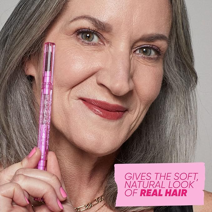 Kosas Brow Pop - Longwear Eyebrow Makeup Dual-Sided Defining Pencil with Castor Oil for Soft Natural Look of Real Hair -Grey