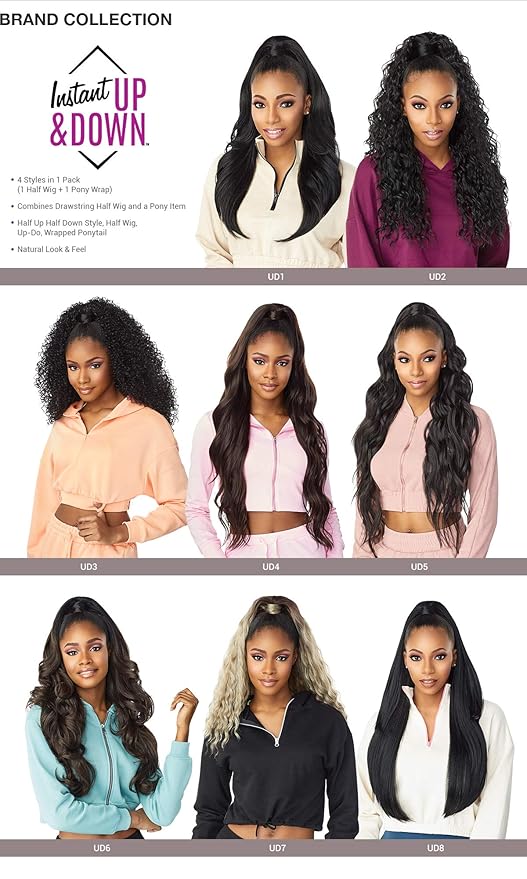 Sensationnel INSTANT UP &amp DOWN Half Wig Wrapped Ponytail Basic Straight Yaki Texture Easy Styling Heat Resistant Synthetic Fiber Pony Wrap Sleek Finish - UD 8 (4)